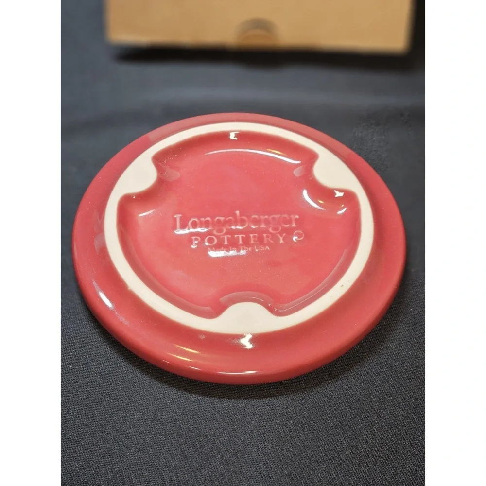 Longaberger Pottery One Pint Paprika Crock Lid/Coaster/candle 30222 W/orig Box
